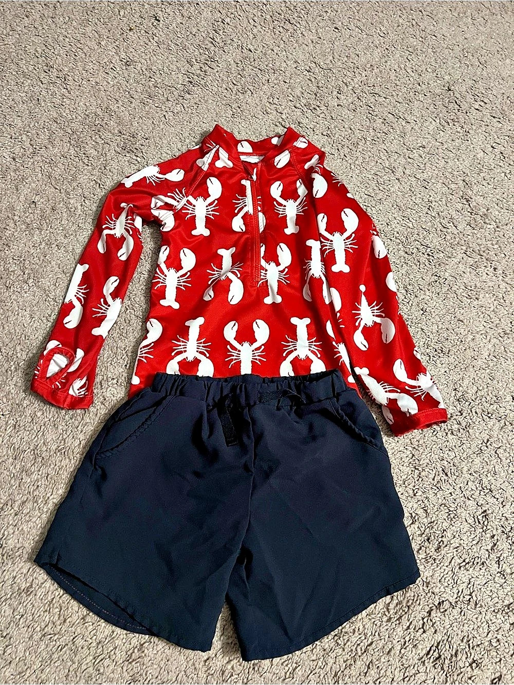 monica + andy Lobster Print Matching Set Size 3T Like New